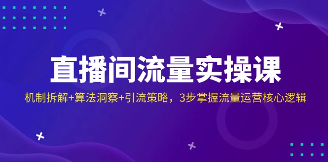 直播间流量实操课：机制拆解+算法洞察+引流策略，3步掌握流量运营核心逻辑-非凡网-资源网-最新项目分享网站