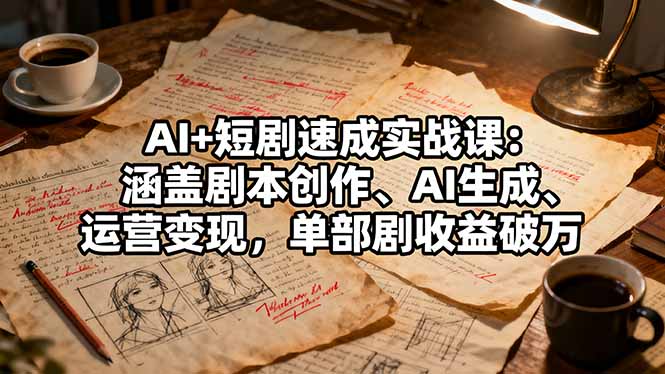 AI+短剧速成实战课：涵盖剧本创作、AI生成、运营变现，单部剧收益破万-非凡网-资源网-最新项目分享网站
