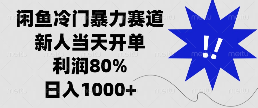 闲鱼冷门暴力赛道，新人当天开单，利润80%，日入1000+-非凡网-资源网-最新项目分享网站