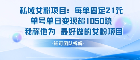 私域女粉项目：每单固定21块，单日变现超1k+，最好做的女粉项目-非凡网-资源网-最新项目分享网站