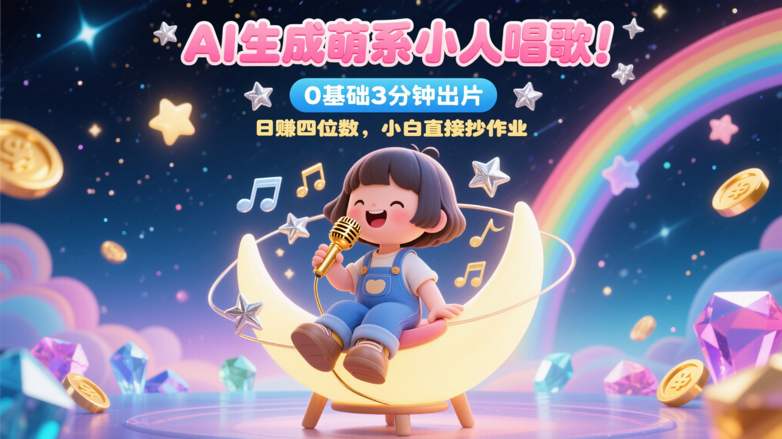 AI生成萌系小人唱歌！0基础3分钟出片，28个作品涨粉9万，日赚四位数，小白直接抄作业-非凡网-资源网-最新项目分享网站