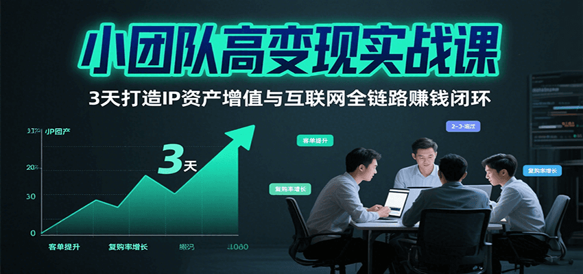 小团队高变现实战课，3天打造IP资产增值与互联网全链路赚钱闭环(第二期)-非凡网-资源网-最新项目分享网站