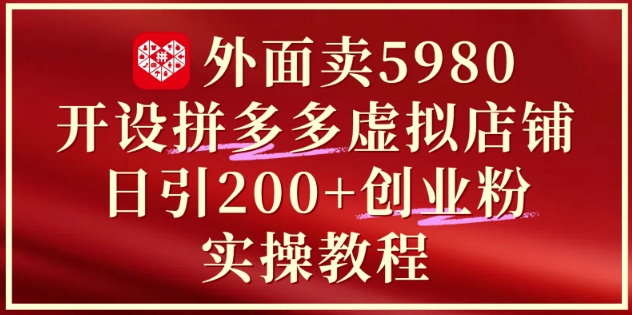 外面卖5980开设拼多多虚拟店铺：单日引流200+创业付费粉实战教程-非凡网-资源网-最新项目分享网站