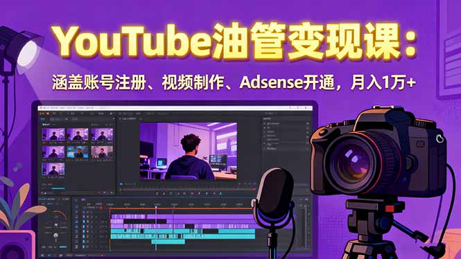 2025YouTube油管变现课：涵盖账号注册、视频制作、Adsense开通，月入1万+-非凡网-资源网-最新项目分享网站