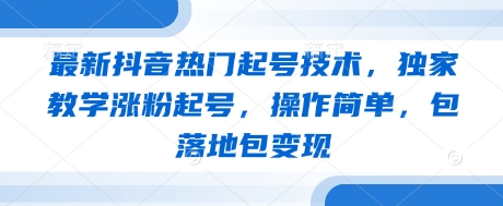 最新抖音热门起号技术，独家教学涨粉起号，操作简单，包落地包变现-非凡网-资源网-最新项目分享网站