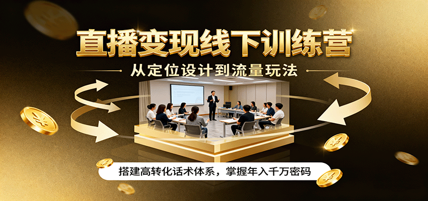 直播变现线下训练营，从定位设计到流量玩法，搭建高转化话术体系，掌握年入千万密码-非凡网-资源网-最新项目分享网站
