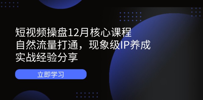 短视频操盘12月核心课程：自然流量打通，现象级IP养成，实战经验分享-非凡网-资源网-最新项目分享网站