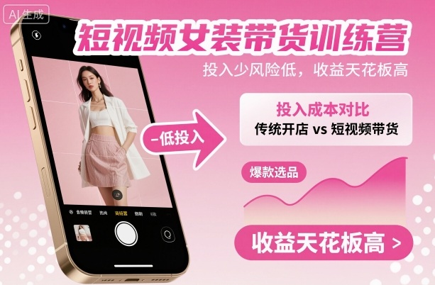 短视频女装带货训练营，投入少风险低，收益天花板高-非凡网-资源网-最新项目分享网站