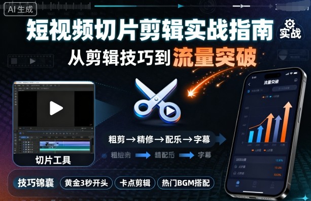 短视频切片剪辑实战指南，从剪辑技巧到流量突破-非凡网-资源网-最新项目分享网站