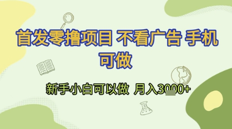首发零撸项目 不看广告 手机可做 新手小白可以做  月入3k+【揭秘】-非凡网-资源网-最新项目分享网站