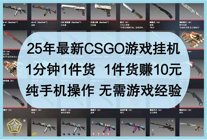 25年最新CSGO游戏挂机，1分钟1件货，1件货赚10元 纯手机操作 无需游戏经验-非凡网-资源网-最新项目分享网站