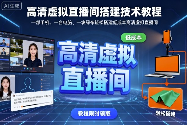 高清虚拟直播间搭建技术教程，一部手机、一台电脑、一块绿布轻松搭建低成本高清虚拟直播间-非凡网-资源网-最新项目分享网站