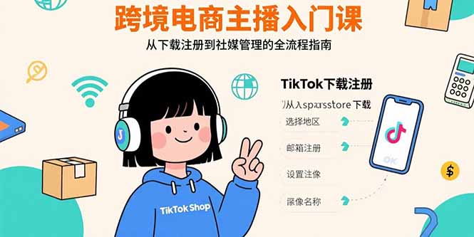 跨境电商主播入门课，TikTok下载注册，支付工具配置，社媒账号管理全流程-非凡网-资源网-最新项目分享网站