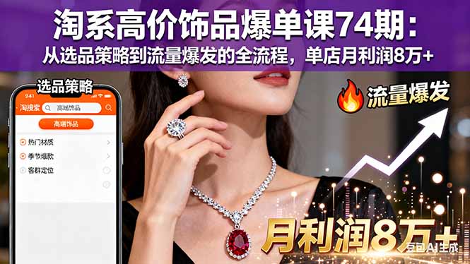淘系高价饰品爆单课74期：从选品策略到流量爆发的全流程，单店月利润8万+-非凡网-资源网-最新项目分享网站