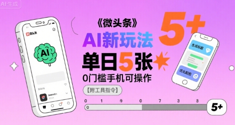 微头条AI新玩法，小白单日5张+，0门槛手机可操作【附工具指令】-非凡网-资源网-最新项目分享网站
