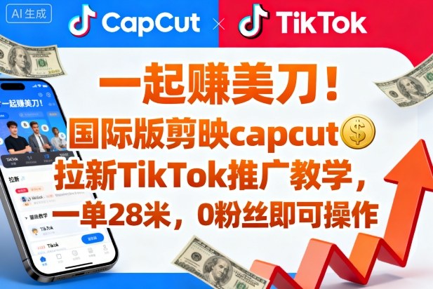 一起賺美刀！国际版剪映capcut拉新TikTok推广教学，一单28米，0粉丝即可操作(附推广入口和教学)-非凡网-资源网-最新项目分享网站