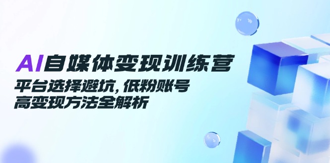 AI自媒体变现训练营，平台选择避坑，低粉账号高变现方法全解析-非凡网-资源网-最新项目分享网站