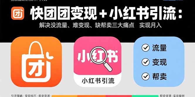 快团团变现+小红书引流：解决没流量、难变现、缺帮卖三大痛点 实现月入3w+-非凡网-资源网-最新项目分享网站