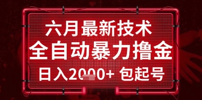 六月最新技术全自动暴力撸金，稳定日入2k+包起号，长期稳定【揭秘】-非凡网-资源网-最新项目分享网站