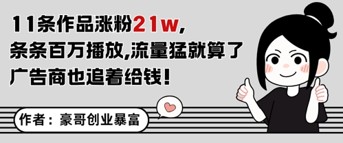 11条作品涨粉21W，条条百W播放，流量猛就算了，广告商也追着给钱-非凡网-资源网-最新项目分享网站