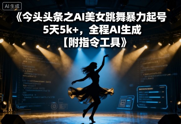 今日头条之AI美女跳舞暴力起号，5天1k+，全程AI生成【附指令工具】-非凡网-资源网-最新项目分享网站