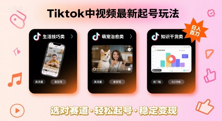 Tiktok中视频最新起号玩法，想要日入百刀，做好这几个赛道就可以了-非凡网-资源网-最新项目分享网站