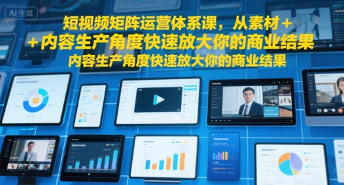 短视频矩阵运营体系课，从素材+内容生产角度快速放大你的商业结果-非凡网-资源网-最新项目分享网站
