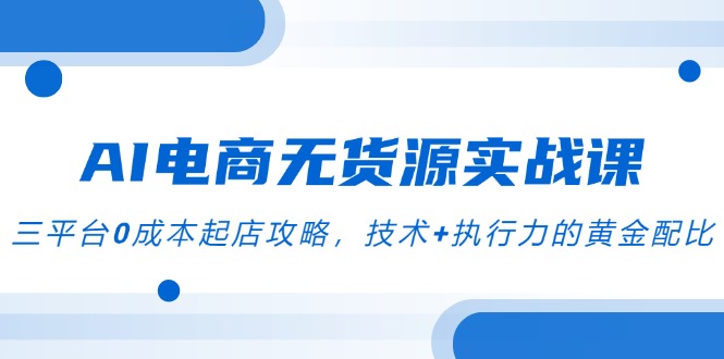 AI电商无货源实战课，三平台0成本起店攻略，技术+执行力的黄金配比-非凡网-资源网-最新项目分享网站