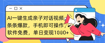 AI一键生成亲子对话视频，条条爆款，一部手机即可操作，单日变现数张-非凡网-资源网-最新项目分享网站