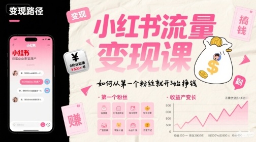 小红书流量变现课，如何从第一个粉丝就开始挣钱-非凡网-资源网-最新项目分享网站