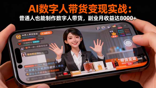 AI数字人带货变现实战：普通人也能制作数字人带货，副业月收益达8000+-非凡网-资源网-最新项目分享网站