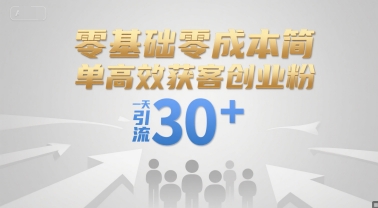 零基础零成本简单高效获客创业粉，一天引流30+-非凡网-资源网-最新项目分享网站