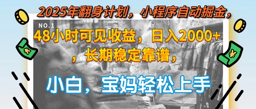 2025年翻身计划，小程序自动掘金48小时可见收益，日入2000+，长期稳定…-非凡网-资源网-最新项目分享网站