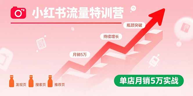 小红书流量特训营：突破流量瓶颈，实现店铺持续增长，单店月销5万实战-非凡网-资源网-最新项目分享网站