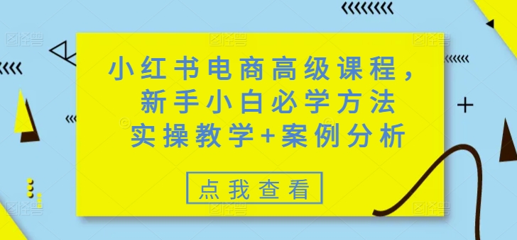 小红书电商高级课程，新手小白必学方法，实操教学+案例分析-非凡网-资源网-最新项目分享网站