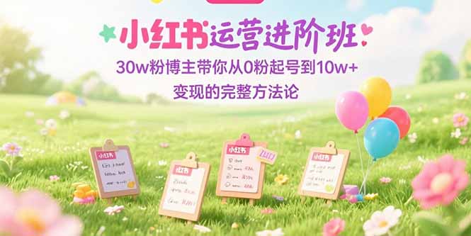 小红书运营进阶班：30w粉博主带你从0粉起号到10w+变现的完整方法论-非凡网-资源网-最新项目分享网站