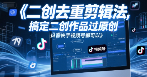 短视频二创去重剪辑法，搞定二创作品过原创，抖音快手视频号都可以-非凡网-资源网-最新项目分享网站