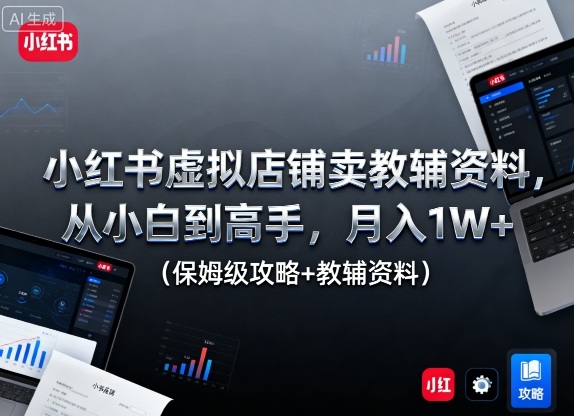小红书虚拟店铺卖教辅资料，从小白到高手，月入1W+(保姆级攻略+教辅资料)-非凡网-资源网-最新项目分享网站
