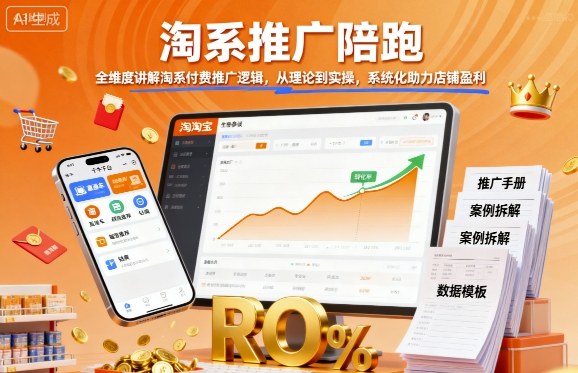 淘系推广陪跑，全维度讲解淘系付费推广逻辑，从理论到实操，系统化助力店铺盈利-非凡网-资源网-最新项目分享网站