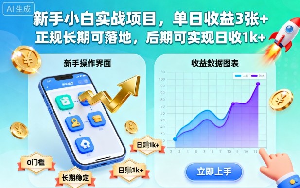 新手小白实战项目，单日收益3张+，正规长期可落地，后期可实现日收1k+【揭秘】-非凡网-资源网-最新项目分享网站