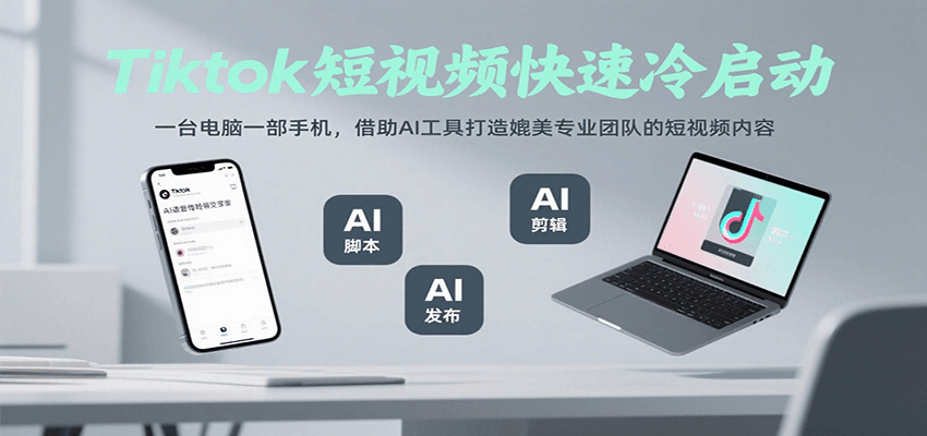 Tiktok短视频快速冷启动，一台电脑一部手机，借助AI工具打造媲美专业团队的短视频内容-非凡网-资源网-最新项目分享网站