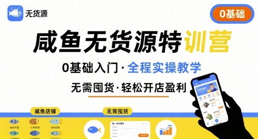 无货源特训营，0基础带你玩转咸鱼无货源-非凡网-资源网-最新项目分享网站