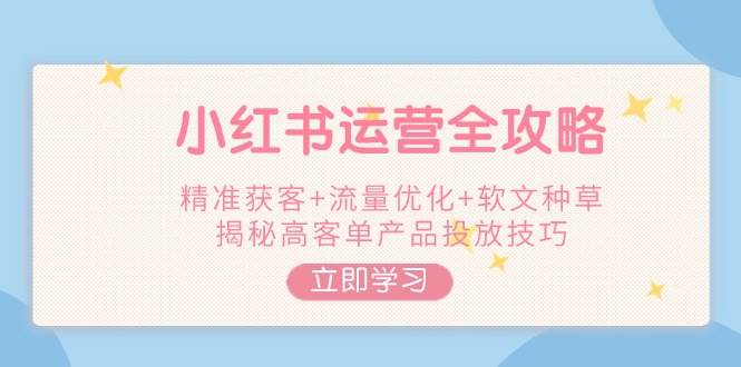 小红书运营全攻略，精准获客+流量优化+软文种草，揭秘高客单产品投放技巧-非凡网-资源网-最新项目分享网站