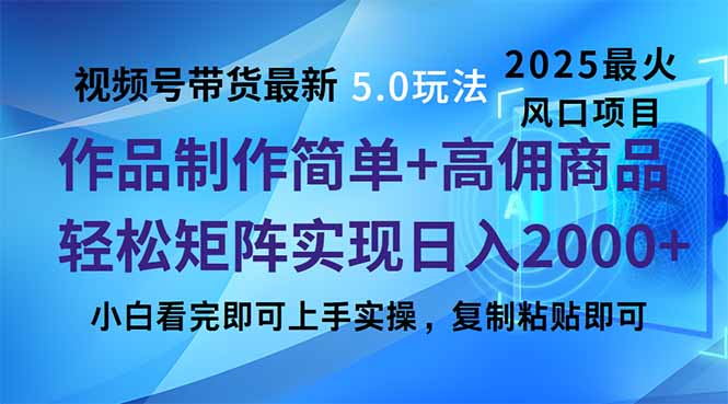 视频号带货最新5.0玩法，作品制作简单，当天起号，复制粘贴，轻松矩阵…-非凡网-资源网-最新项目分享网站