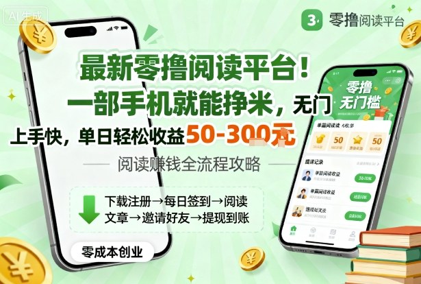 最新零撸阅读平台！一部手机就能挣米，无门槛上手快，单日轻松收益50-3张【揭秘】-非凡网-资源网-最新项目分享网站