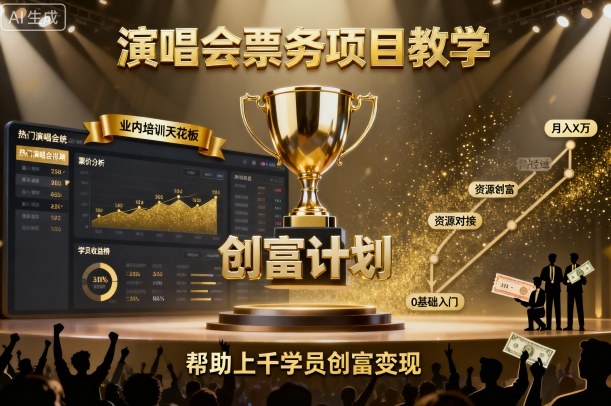 演唱会票务项目教学，业内培训天花板，帮助上千学员创富变现(更新)-非凡网-资源网-最新项目分享网站