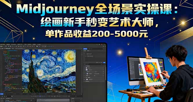 Midjourney全场景实操课：绘画新手秒变艺术大师，单作品收益200-5000元-非凡网-资源网-最新项目分享网站