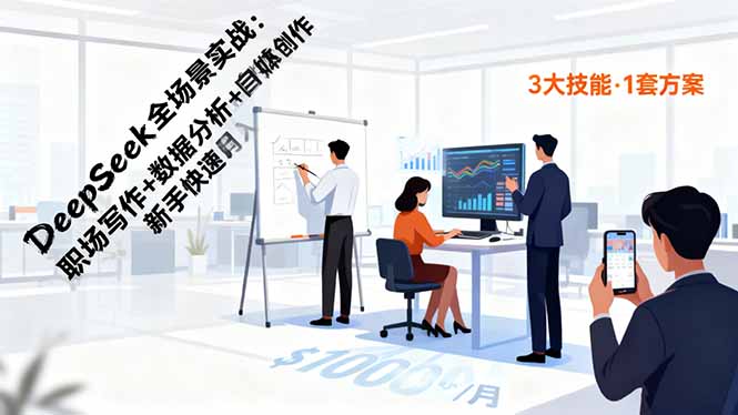 DeepSeek全场景实战:职场写作+数据分析+自媒体创作,新手快速月入过万-非凡网-资源网-最新项目分享网站