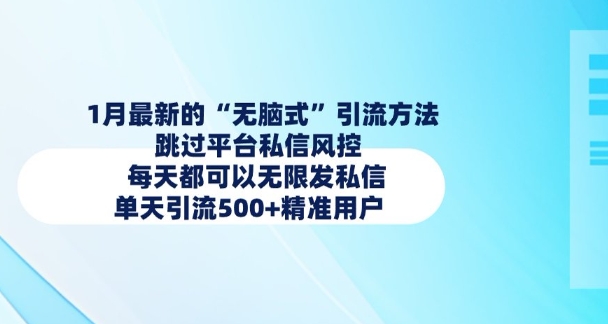 1月最新的无脑式引流方法，跳过平台私信风控，每天都可以无限发私信，单天引流500+精准用户-非凡网-资源网-最新项目分享网站