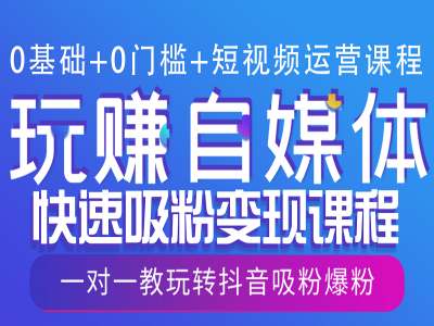 0基础+0门槛+短视频运营课程，玩赚自媒体快速吸粉变现课程，一对一教玩转抖音吸粉爆粉-非凡网-资源网-最新项目分享网站